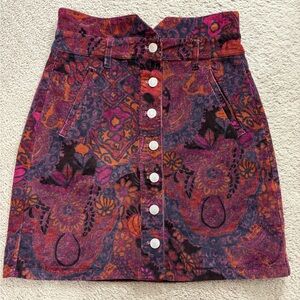 Pilcro by anthropologie Pink and Orange Patterned Mini Skirt